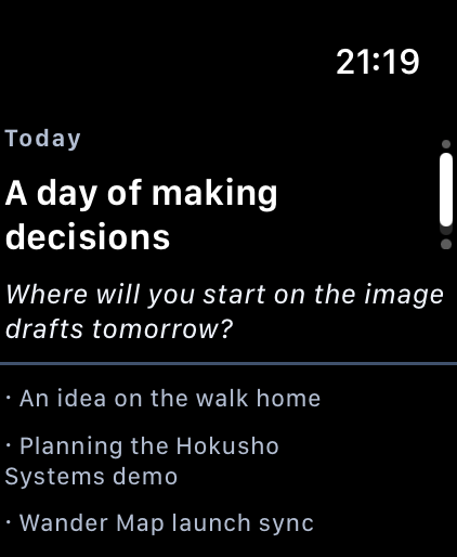 Today’s diary on Apple Watch